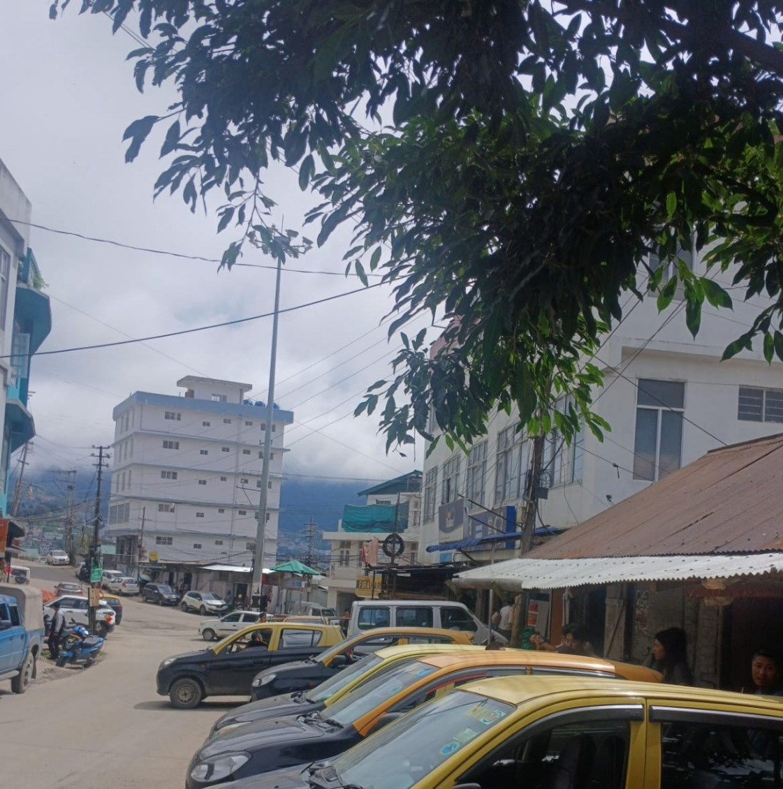 Street and local taxi scene in Kohima